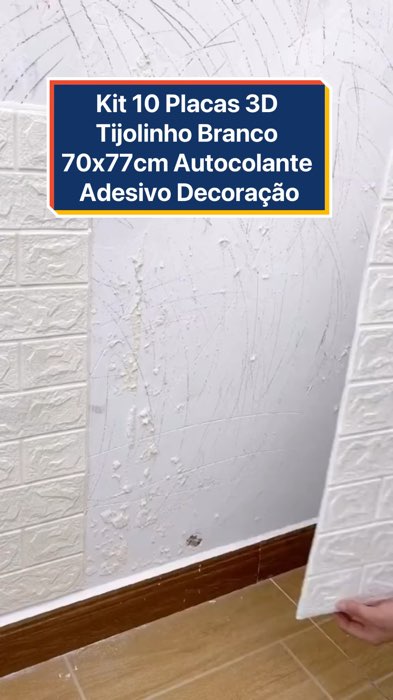 O Kit 10 Placas 3D Tijolinho Branco é autocolante, moderno e super fácil de aplicar #ShopeeBrasil #Decoração3D #PlacasAutocolantes #ParedeModerna