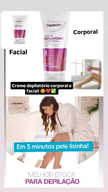 #creme #depilatorio #corporal #depilsam #aloe #vera #100g ❤️✅#creme #200g ✅❤️#creme #facial #50g ✅❤️#E #kit #com #3 e #4 Pele irritada nunca mais ❤️
