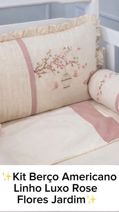 ￼Kit Berço Americano Linho Luxo Rose Flores Jardim 100% Algodão Menina Bordado Enxoval de Bebê. #kitenchoval#enxoval#kitenxoval#kitluxo#menina#bebe