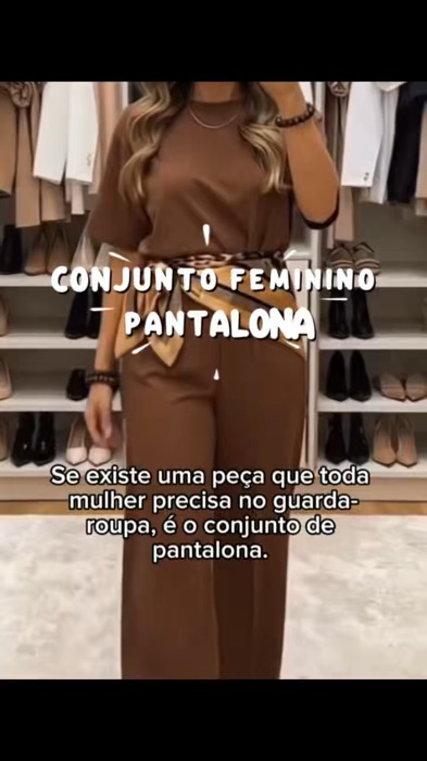 Adicione na sacolinha 👆🏻 Conjunto Feminino Pantalona + Blusa Manga Curta – Elegância e Conforto. #ModaFeminina #LookTrabalho #Pantalona #ConjuntoFem