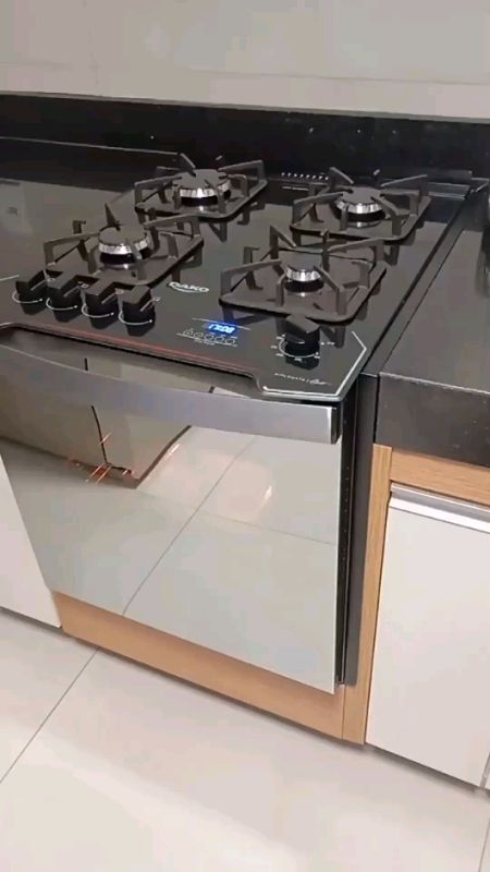#Fogão de #Embutir 4 #Bocas Preto com #Frente #Espelhada e Timer #Digital #Dako #Diplomata Grill Style Bivolt