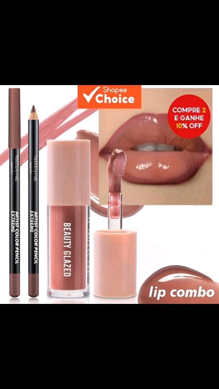 Brilho espelhado que está em alta! ✨💋 Lip combo glazed para lábios volumosos, iluminados e cheios de atitude. #LipCombo #GlazedLips #Make #feminino