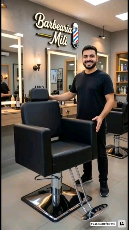 Poltrona cadeira Hidráulica Encosto Fixo Salão Beleza Barbearia Estrutura Resistente  #PoltronaHidraulica #SalaoBeleza #Barbearia