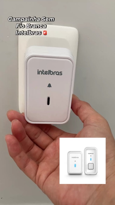￼Campainha Sem Fio Com Bateria CIB 101S Branca Intelbras #campainha #campainhasemfio #intelbras
