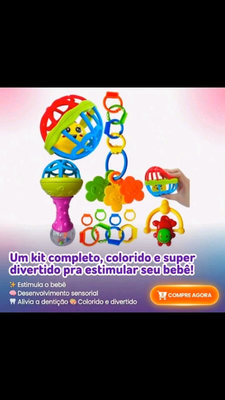 Kit Chocoalho 8 Peças Mordedor Bebê Brinquedo Sensorial Macio Presente#bebe #brinquedobebe #maternidade #maedeprimeiraviagem #dentinhos #shopeeachados