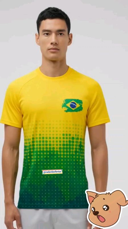 Camiseta Masculina do Brasil Especial de Copa Dry Fit Manga Curta Amarela #camisetabrasil #camisetamasculinabrasil