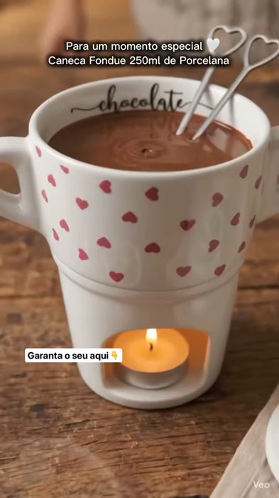 Caneca Fondue 250 ml porcelana decorada #minifondue #fondue