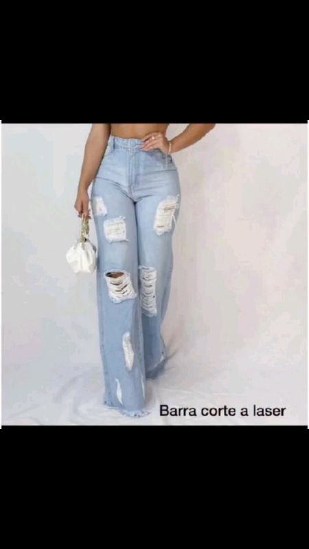 CALÇA WIDE LEG JEANS PANTALONA RASGADA #calcajeansrasgada #calçajeansrasgada #calçawideleg #calcawideleg  #CALCAJEANSPANTALONA #calçajeansfeminina