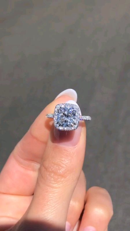 Anel Feminino de diamante quadrado de prata S925 <1 quilate anel de Moissanite presente de dia dos namorados#diadosnamorados  #Anelfeminino#PrataS925✨