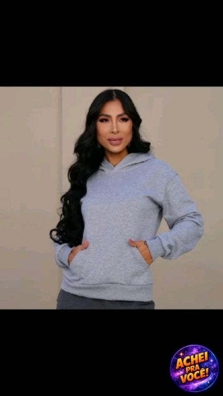 Moletom Feminino Flanelado Com Capuz e Bolso Canguru Casaco De Frio Inverno #moletom #feminino #flanelado #casaco #blusadefrio #inverno #moda #shopee
