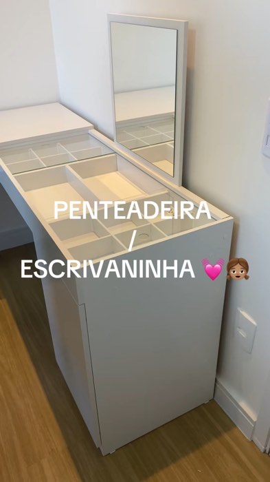 ￼Escrivaninha Mesa Escritório Penteadeira de Canto 136x136cm com Espelho 1 Porta Star Branco #escrivaninha #penteadeira #mesa #espelho #viral