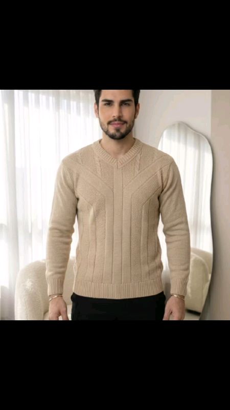 Suéter Blusa  Manga Longa Masculina de Tricô Gola V  Blusa Inverno Social Dia a Dia Casual Confortável