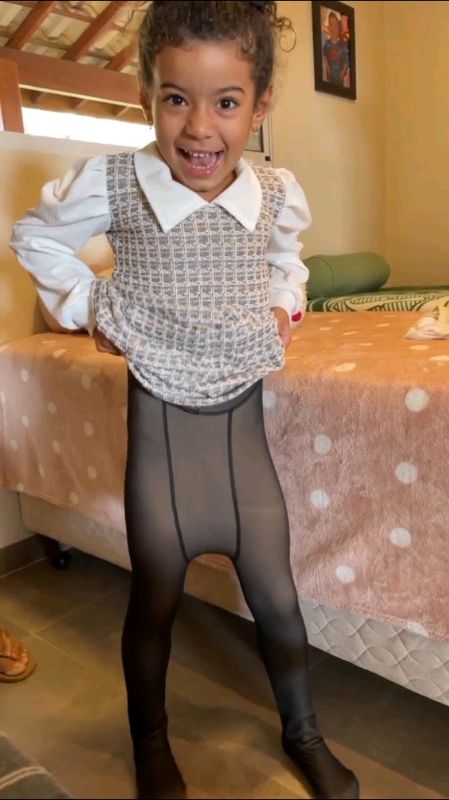 Meia calça infantil térmica forrada peluciada translúcida de lá super elástica ✨😍