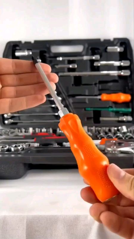 🔧 Kit de Ferramentas 46 Peças — soquetes, chave catraca reversível e maleta completa! ⚙️ #Ferramentas #KitCompleto #DIY #Casa #Conserto