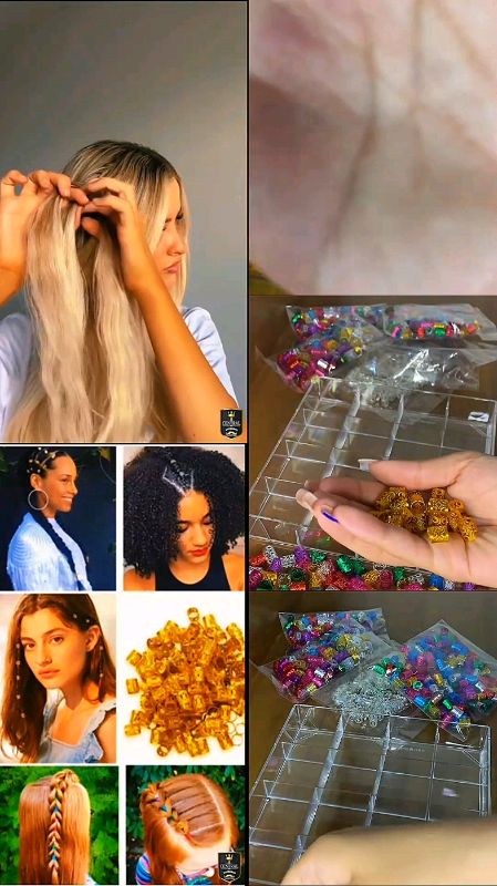 Anéis de Trança - Box Braids Nagô Dread Twist Enfeite 50 Peças-100Peças-200Peças #aneisdetrança #dread #boxbraids #nagô #twist #enfeitedecabelo