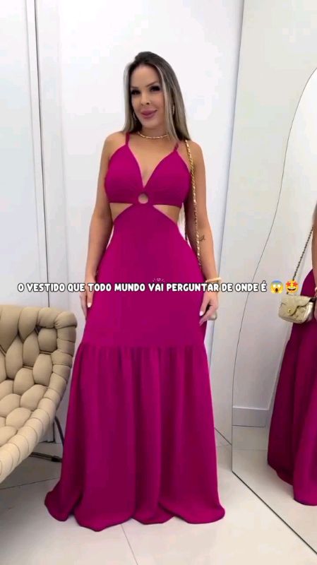 Esse vestido é perfeito para você arrasar sem esforço 👏✨😱 #vestidolongo