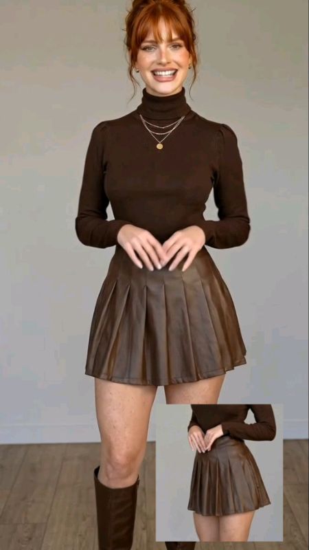 Um look de milhões com a peça que vai transformar o seu guarda-roupa. Garanta já a sua! 🤎👢#look #lookdodia #saia #saiacouro #estilo #modafeminina