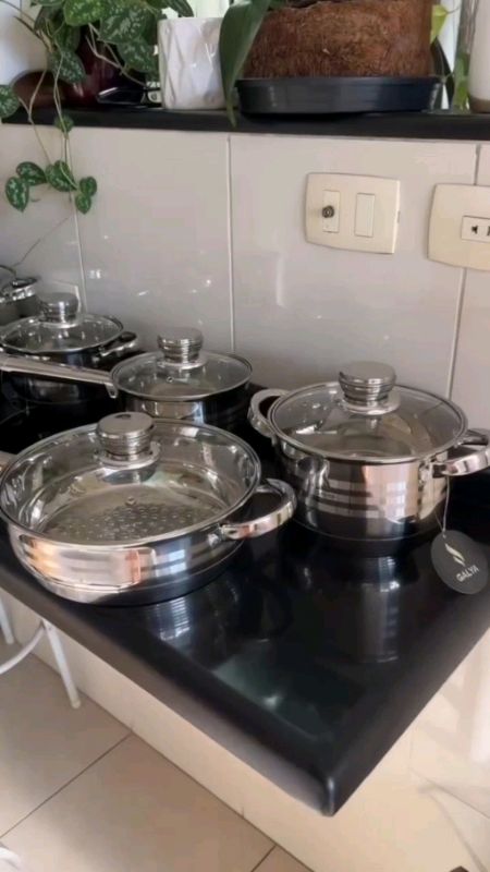 Jogo de Panelas Aço inox #panelas #inox #cozinha #shopeebr #