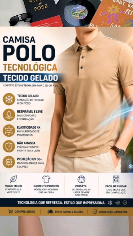 Camisa Polo tecnológica tecido gelado.1😎💫 #polo #polotecnologica #TecidoGelado #camisapolo #shopee #oferta