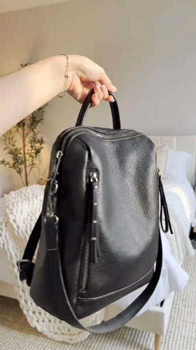 mochila feminina em couro PU alta qualidade média espaçosa com alça de ombro 608