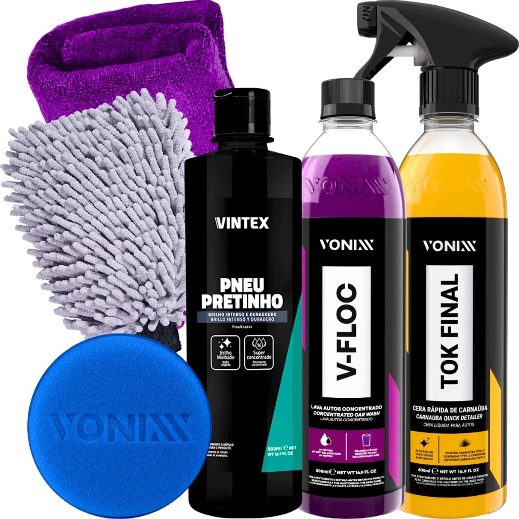 Kit Pneu Pretinho Shampoo V-Floc Cera Vonixx