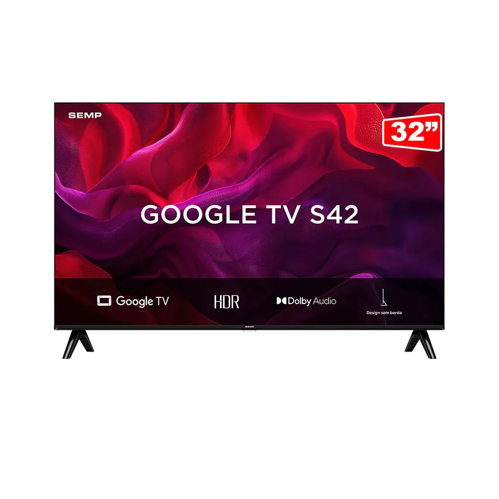 Smart TV LED HD 32" SEMP 32S42 Google TV Dolby Audio Bivolt Homologada
