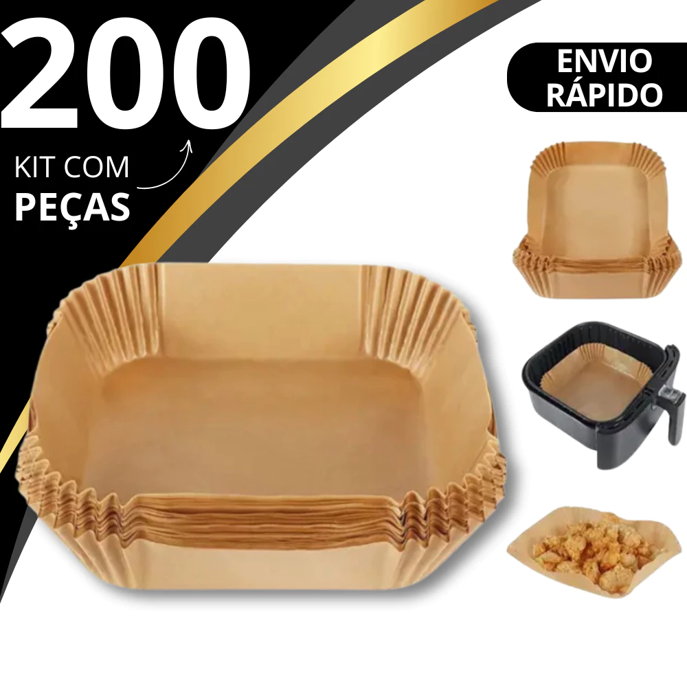 KIT 200 Formas Assadeira Papel Manteiga Descartável Para Air fryer Sem Sujeira Leo Store BR Leo Store BR