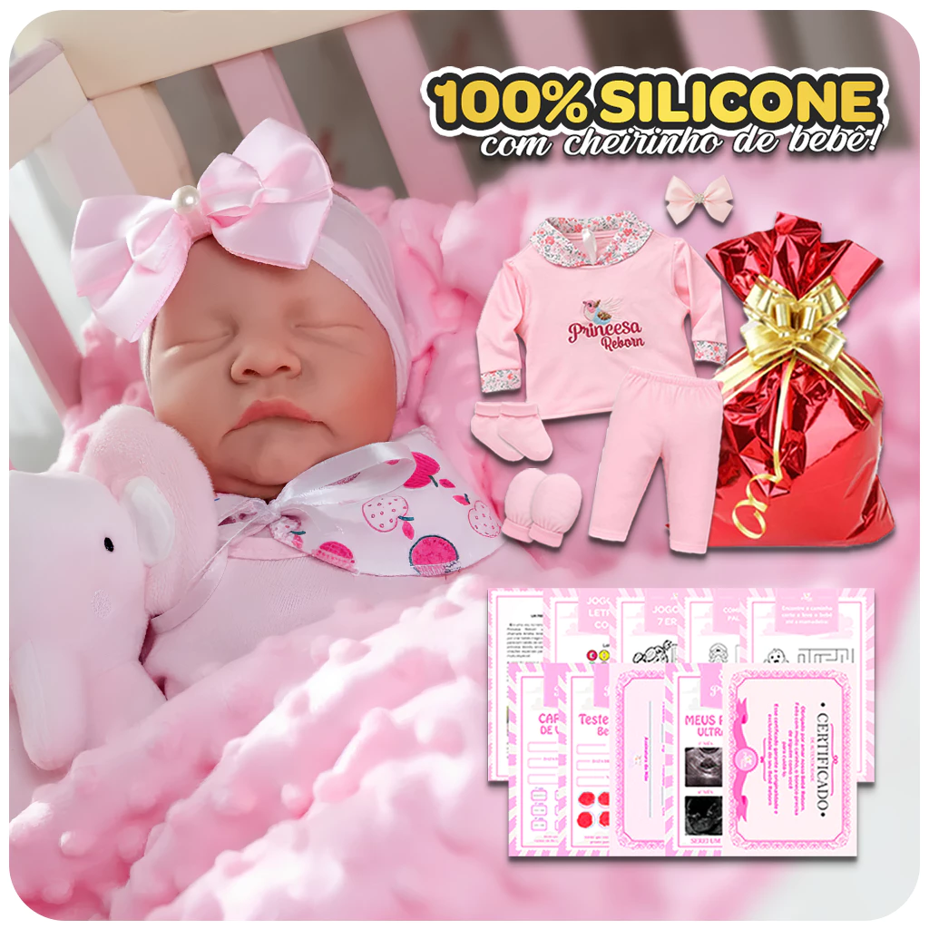 Boneca Bebê Reborn Realista 100% Silicone