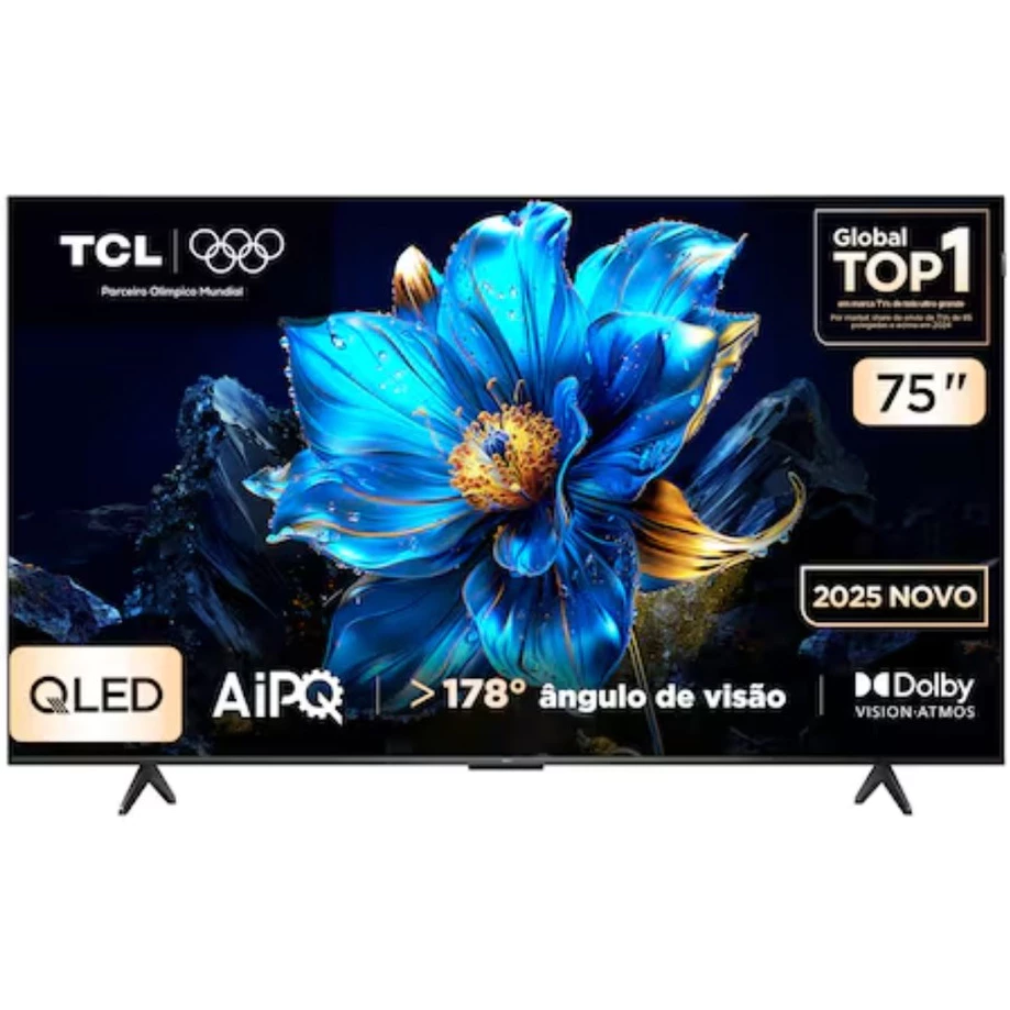 Smart TV 75" TCL QLED 4K Ultra HD 75P7K Google TV HDR10+ HDMI 2.1 Chromecast built-in Dolby