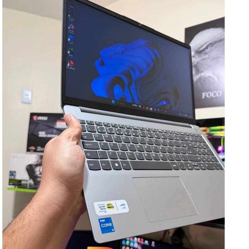 Notebook Lenovo Turbinado Intel Core i5 12º th/16GB RAM/SSD 512GB/Tela 15.6 Notebook Rápido para Trabalho e Estudos