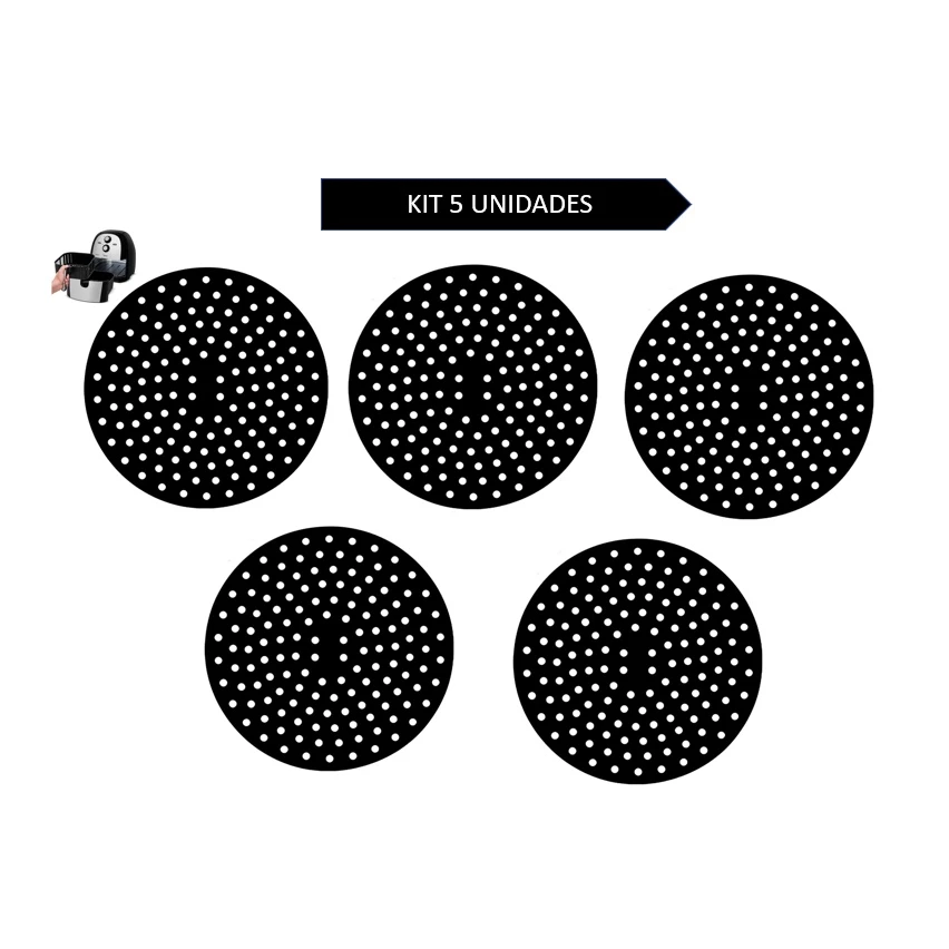 Kit 5 Tapete Redondo Silicone airfryer Universal Fritadeira