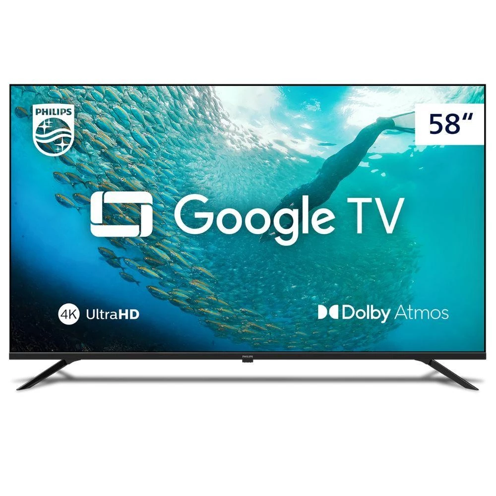 Smart TV Philips PUG7019 4K UHD de 58" Google TV Dolby Vision/Atmos e Google Assistente