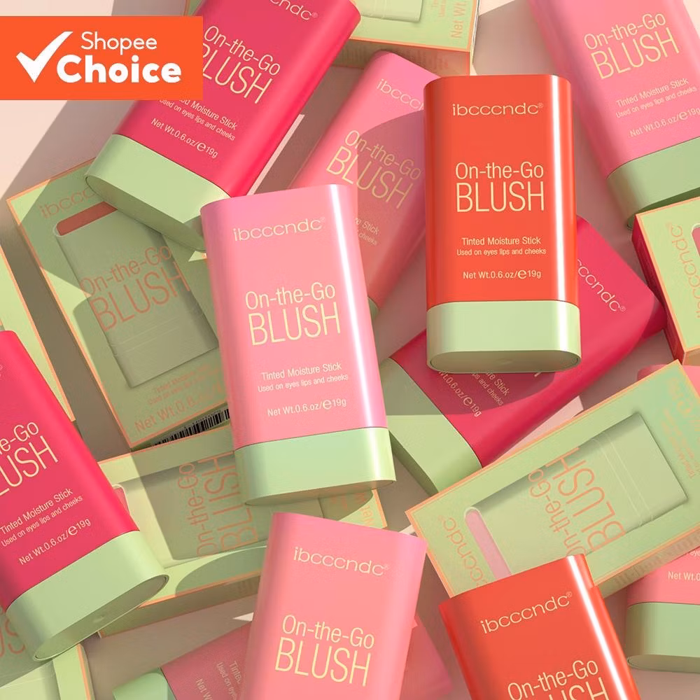 Stick de blush multi-funções-Cor natural de longa duração para maquiagem feminina