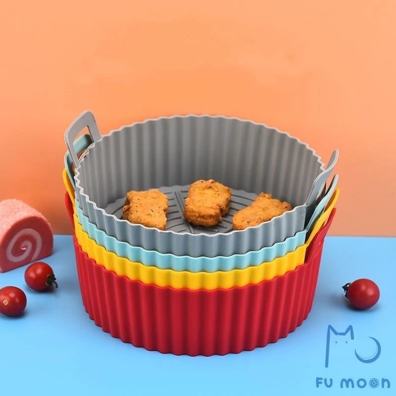 KIT 1/2/3 Forma De Silicone Para Air Fryer Forno Microondas Fritadeira Assadeira - Reutilizável Antiaderente Flexível