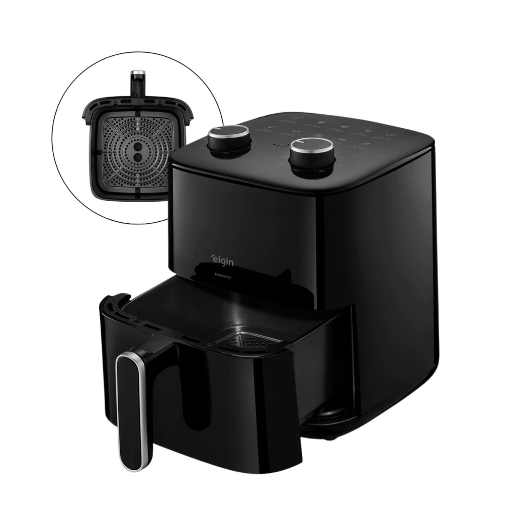 Fritadeira Air Fryer Pratica Fry 3,7L 1400W Preta Elgin