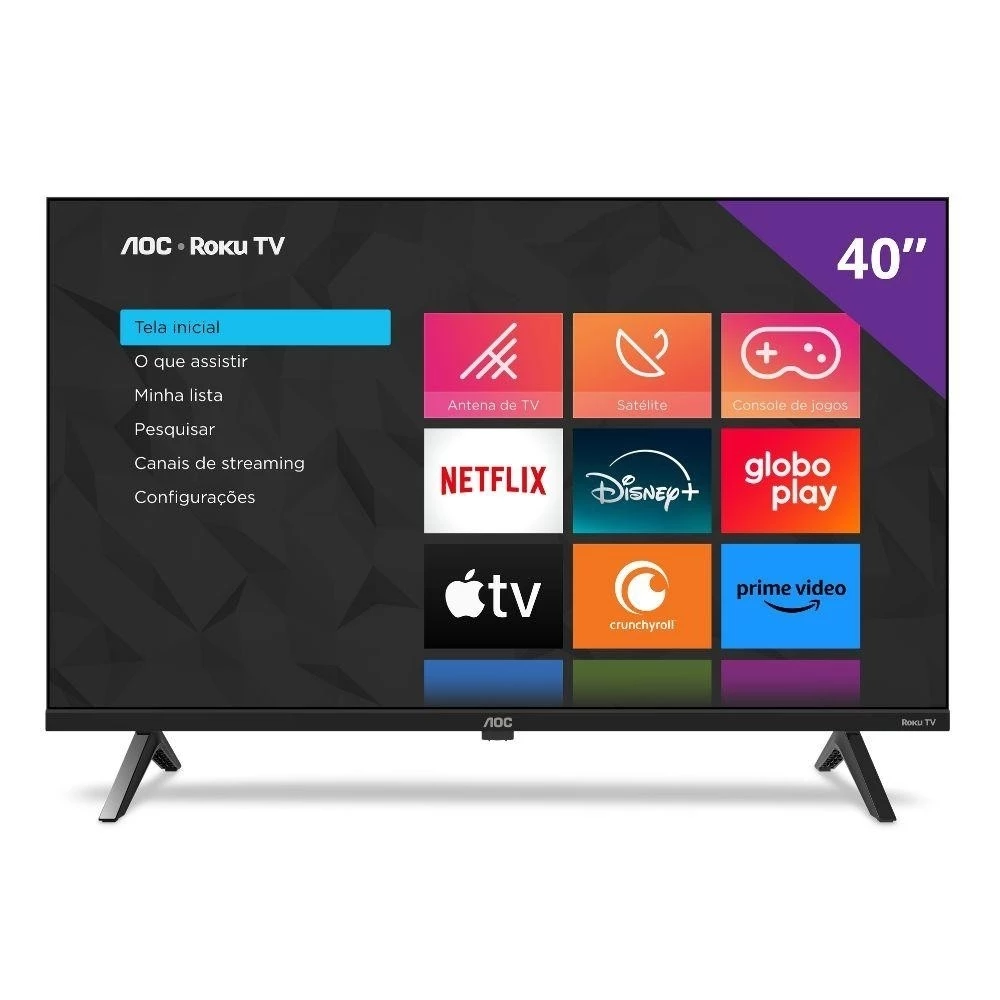 Smart TV AOC 40S5045/78G Full HD 40" Roku TV Compatível com Alexa e Google Assistente, Dolby Audio e Sem bordas