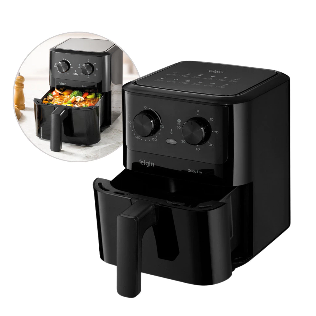 Fritadeira Air Fryer Quad Fry 4,2 Litros 1400W Preta Elgin
