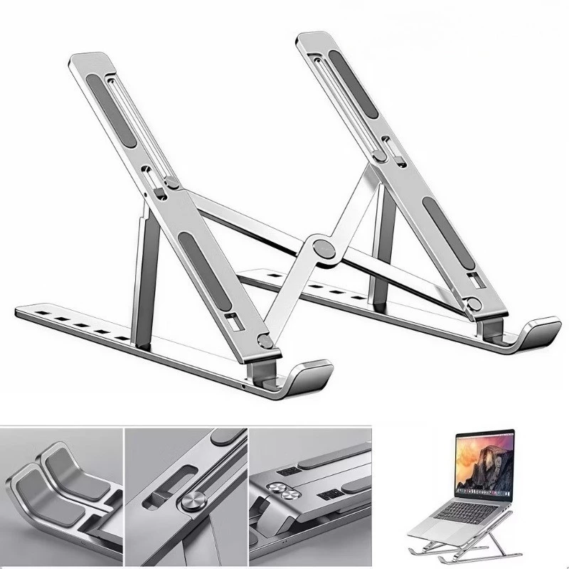 Base para suporte de laptop, adequada para laptops e tablets, feita de liga de alumínio, dobrável e portátil.
